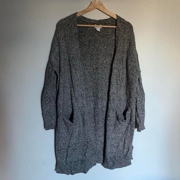 Old Navy women's long gray cardigan sweater, open front, pockets, size large - Picture 1 of 4